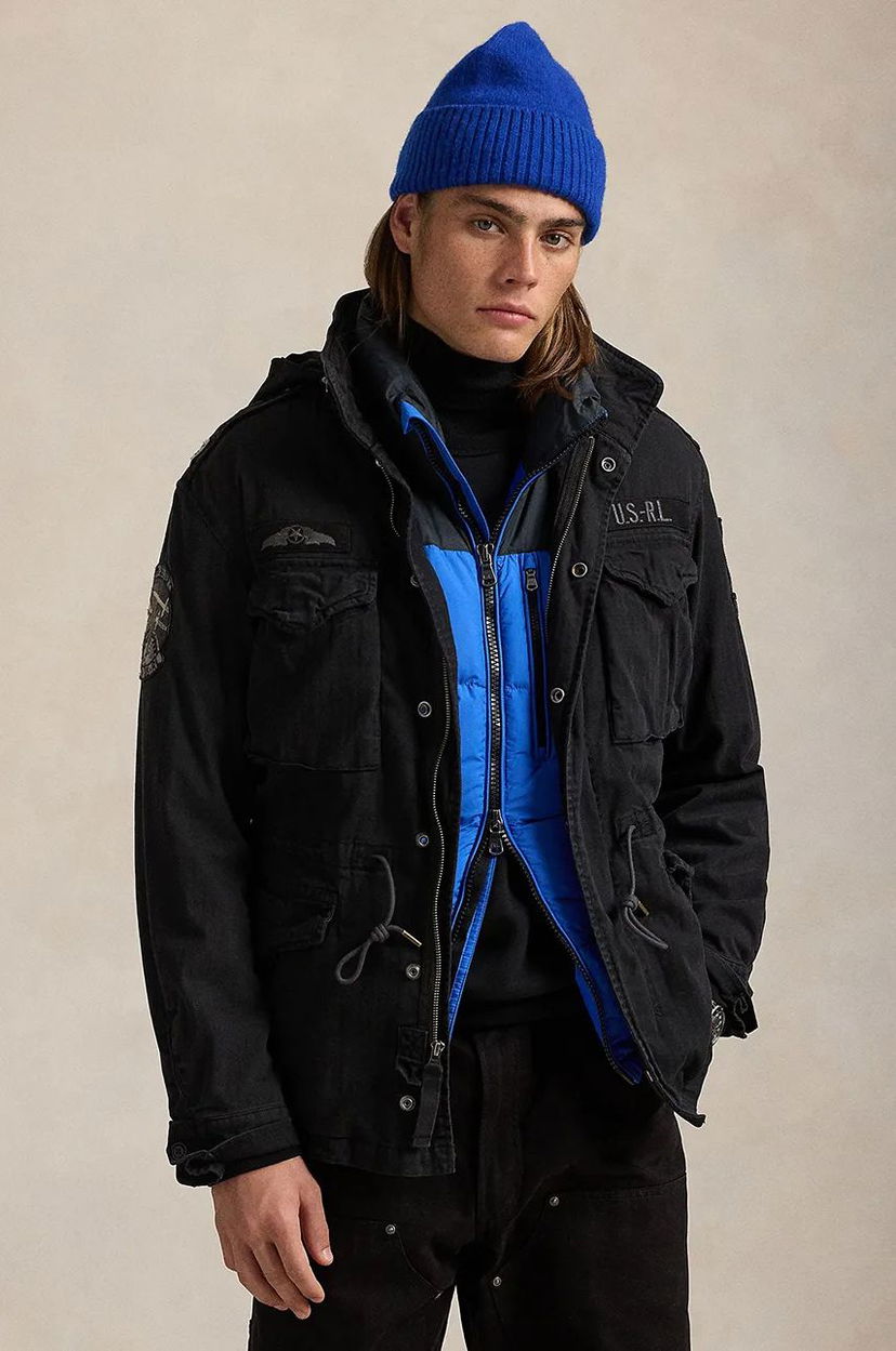 Parka Polo by Ralph Lauren Black Cotton Blend Hooded Parka Črna | 710955784