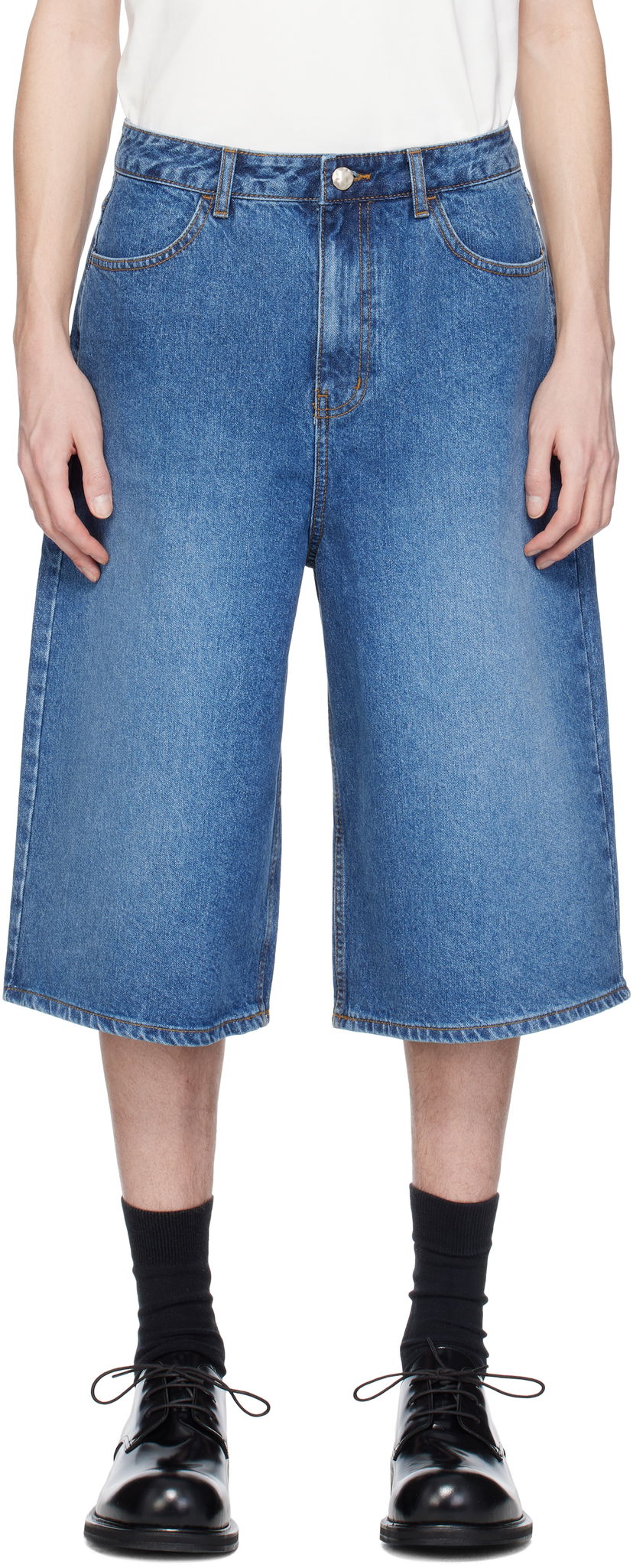 Kratke hlače ADER ERROR ADER error Sig TRS Tag 01 Denim Shorts Modra | BN42FYJE0201BL