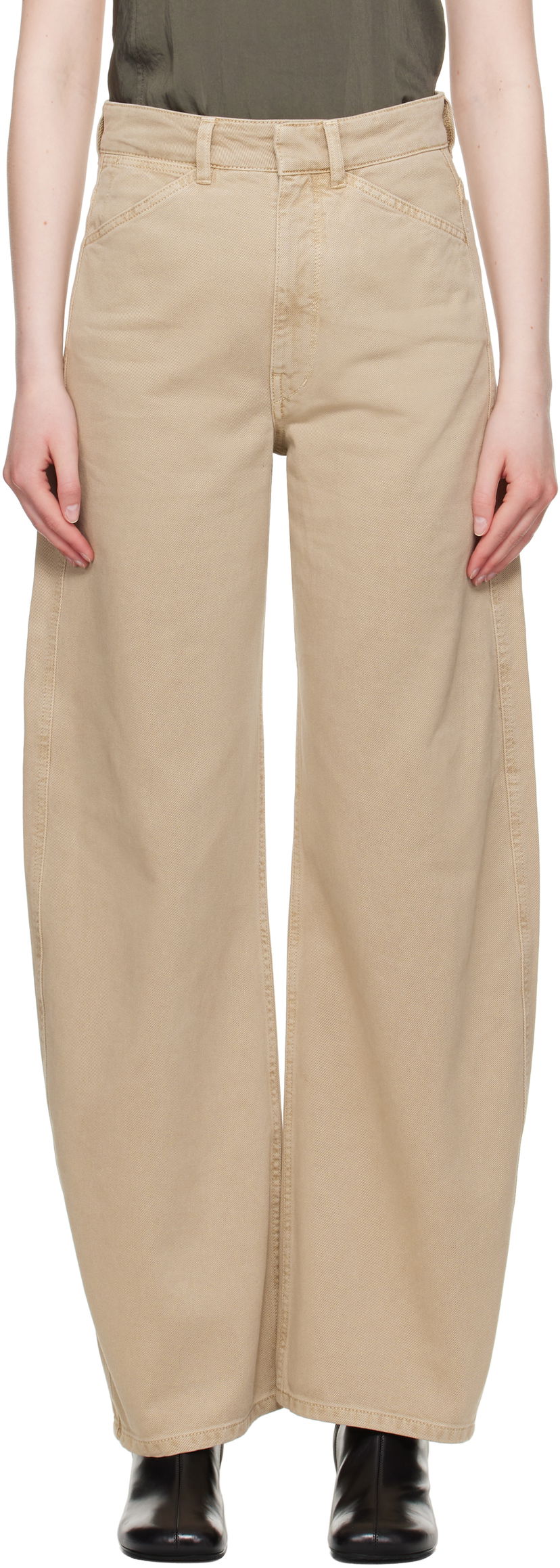Kavbojke LEMAIRE Lemaire High-Waisted Curved Jeans Bež | PA1052 LD1042