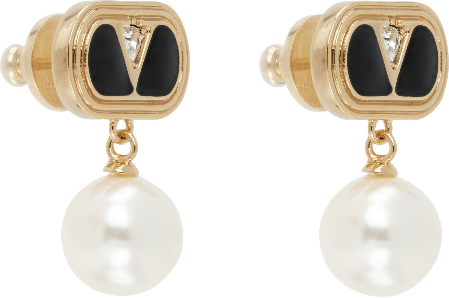 Uhani Valentino Valentino Garavani Gold-Tone & Pearl Ovalette Earrings Kovinski | 7Y2J0X91NBS, 1