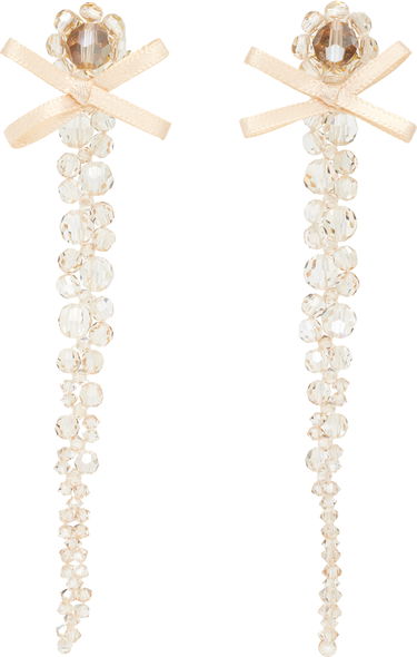 Uhani Simone Rocha Simone Rocha Petite Bow Drip Faceted Crystal Bead Earrings Bež | ERG547 0903, 0