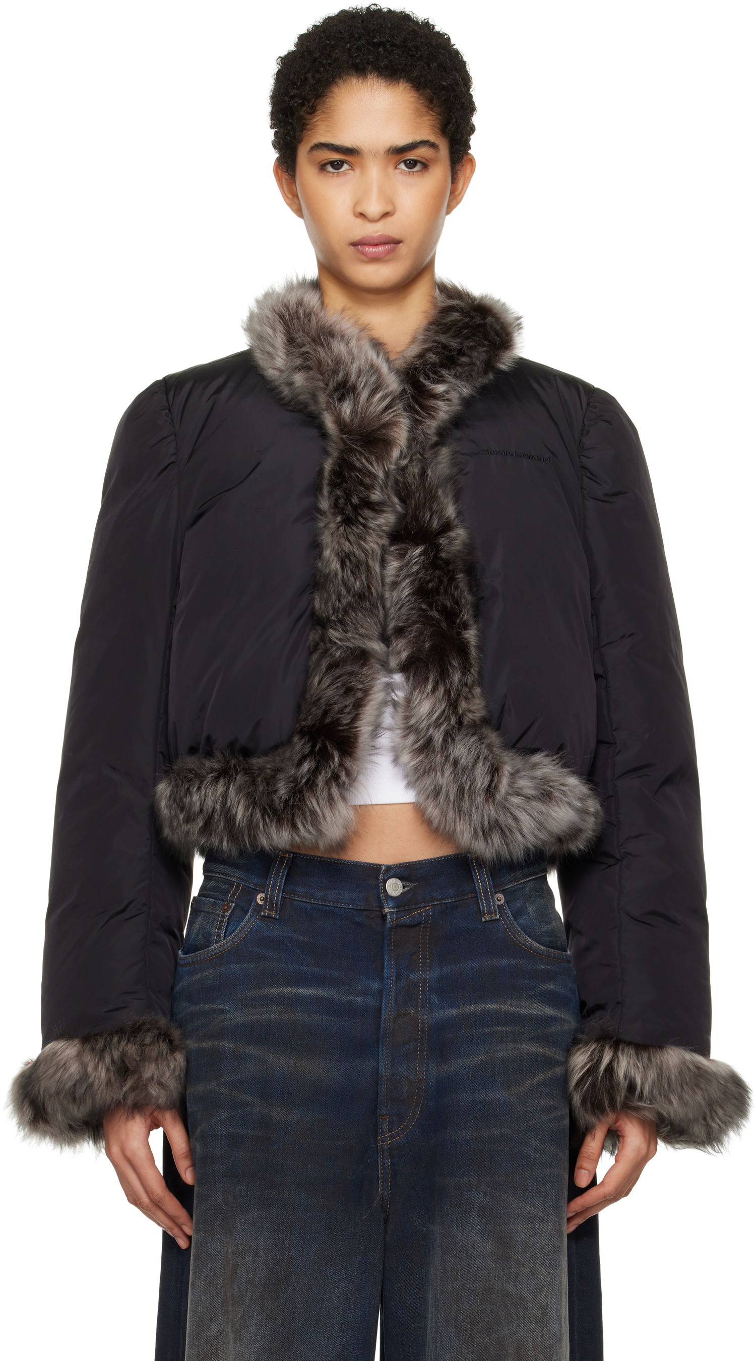 Puhovka Alexander Wang Alexander Wang Fur Trim Down Jacket Črna | 1WC4242573, 0