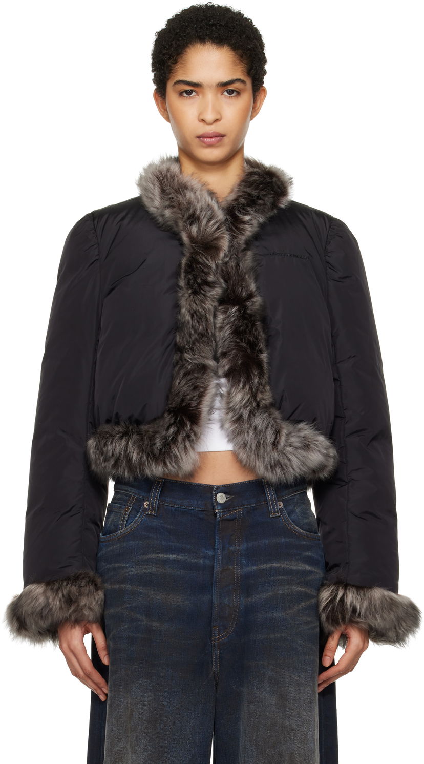Puhovka Alexander Wang Alexander Wang Fur Trim Down Jacket Črna | 1WC4242573