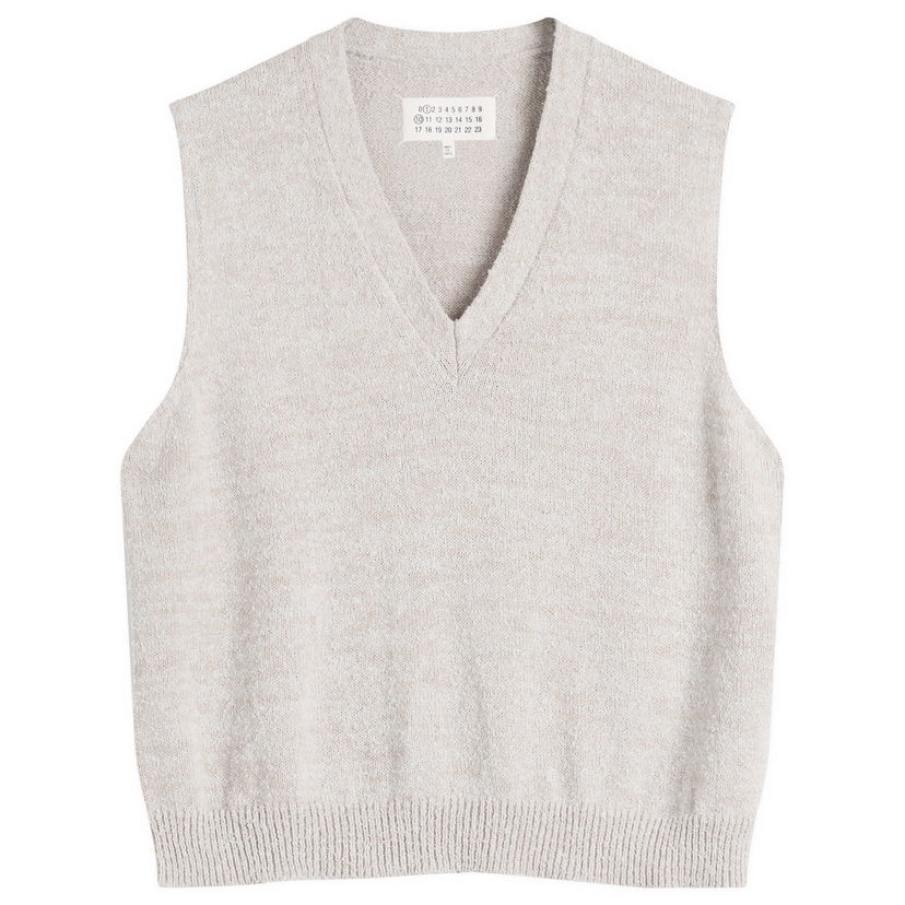 Telovnik Maison Margiela V-Neck Knitted Vest, Size Large Bež | S50FB0115-M13152-003F