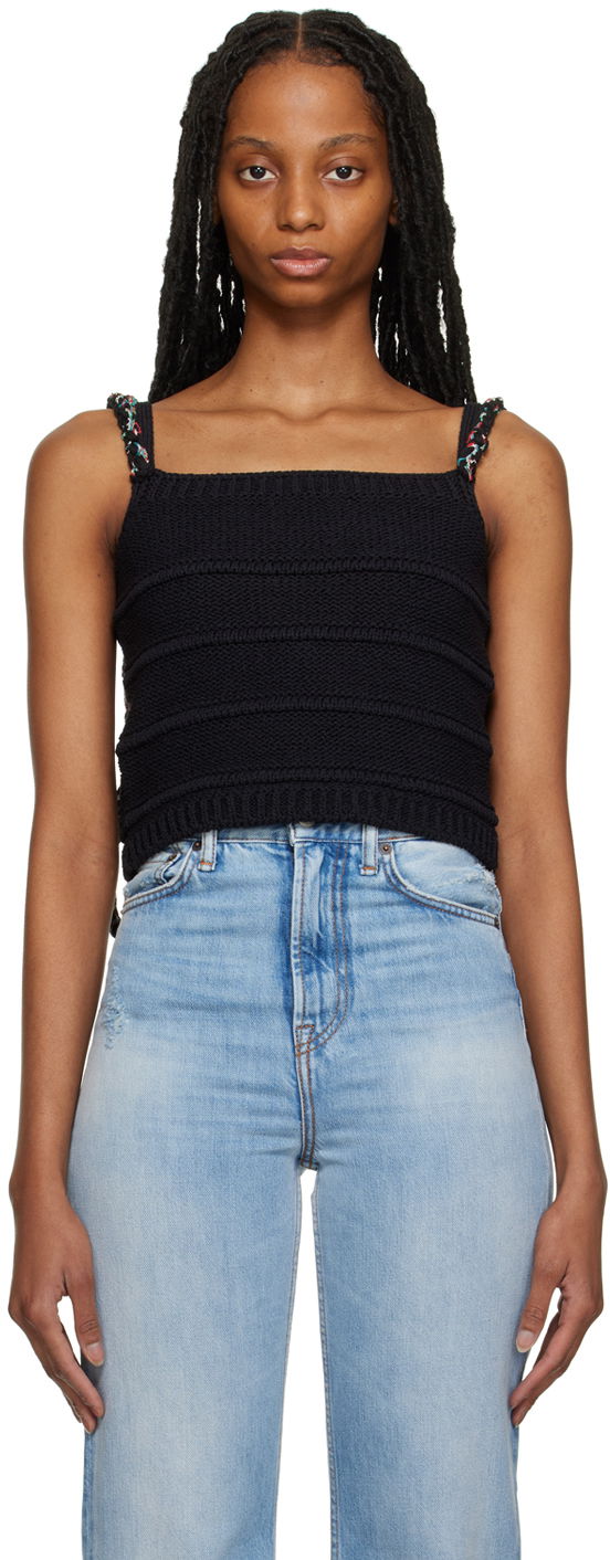 Majica brez rokavov ADER ERROR Knit Braided-Strap Tank Top Črna | BMADSSKT0601BK