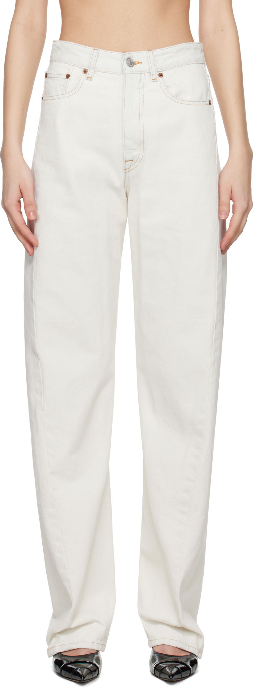 Kavbojke Maison Margiela MM6 Maison Margiela Contrast Stitch Jeans Bela | S62LB0184 M30018