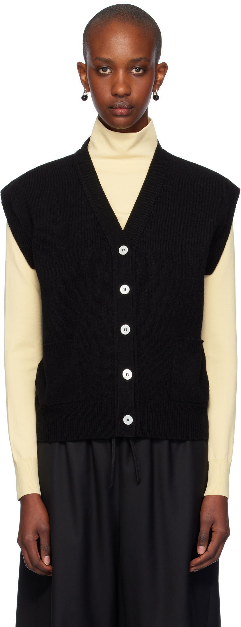 Telovnik &Daughter Wexford Buttoned Knit Vest Črna | HKN03892