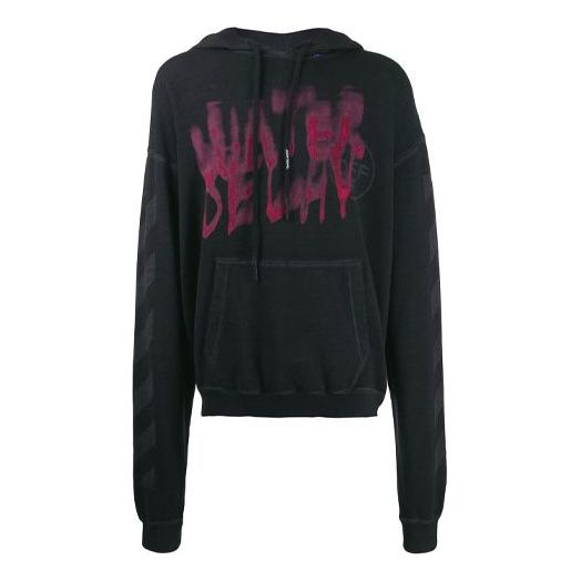 Pulover Off-White Virgil Aalon Water Delay Print Hoodie Črna | OMBB037E19E300310988