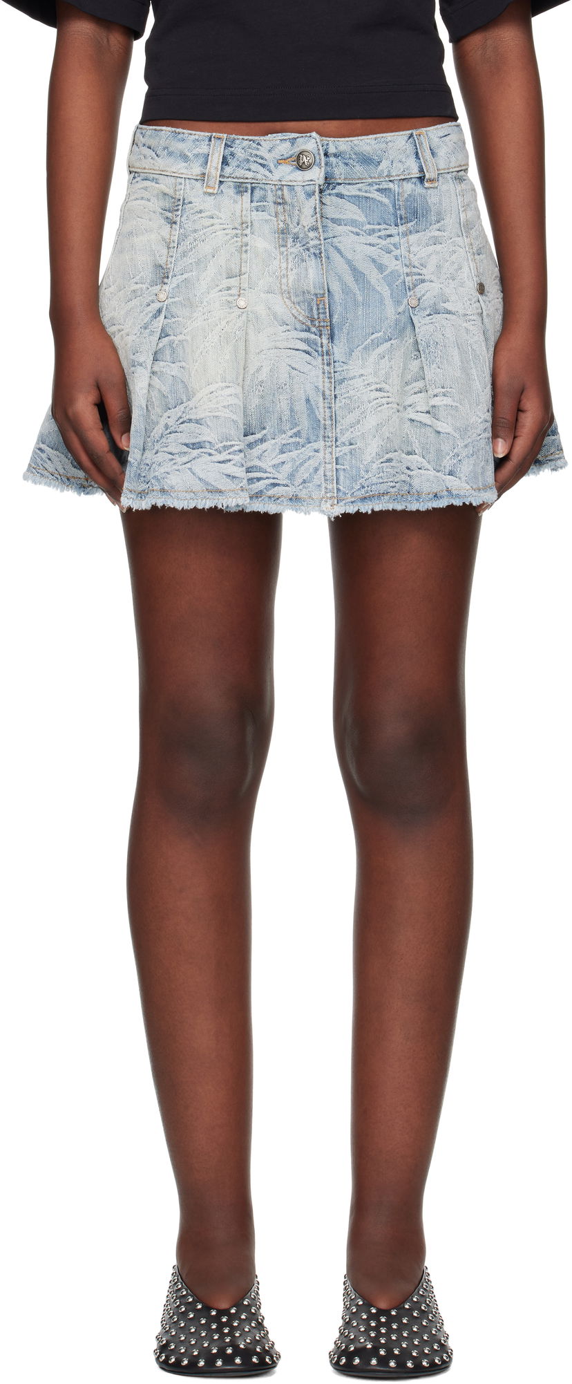 Krila Palm Angels Palm Angels Palms Jacquard Denim Miniskirt Modra | PWYF019S25DEN0014440