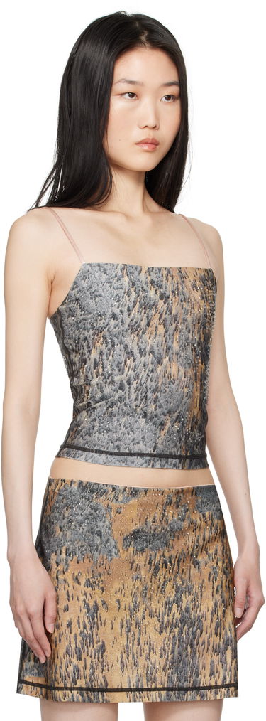 Krop-top Diesel Printed Rhinestone Tank Top Rjava | A14459 0KMAQ, 1