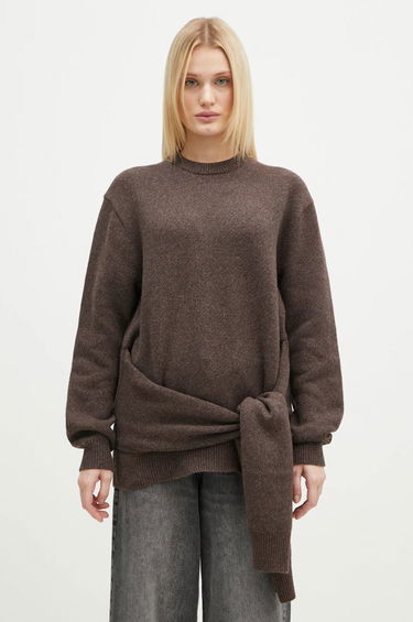 Pleteni pulover JW Anderson JW Anderson Draped Tie Front Jumper Rjava | KW1263.YN0384.958, 0