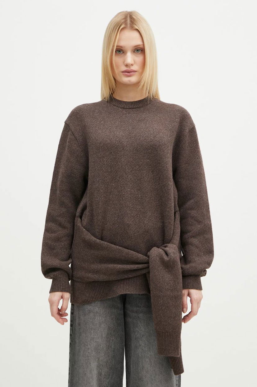 Pleteni pulover JW Anderson JW Anderson Draped Tie Front Jumper Rjava | KW1263.YN0384.958