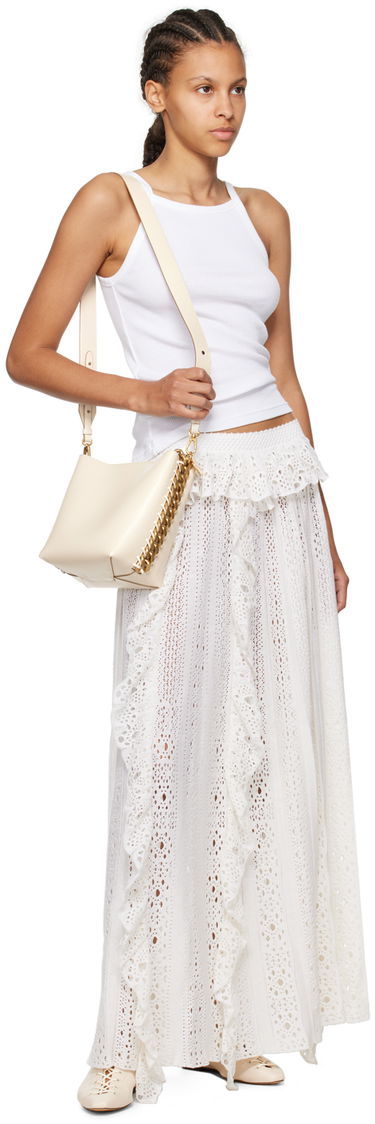 Torba za čez ramo Stella McCartney Bucket Bag With Chain Bela | 7B0033W8839, 3