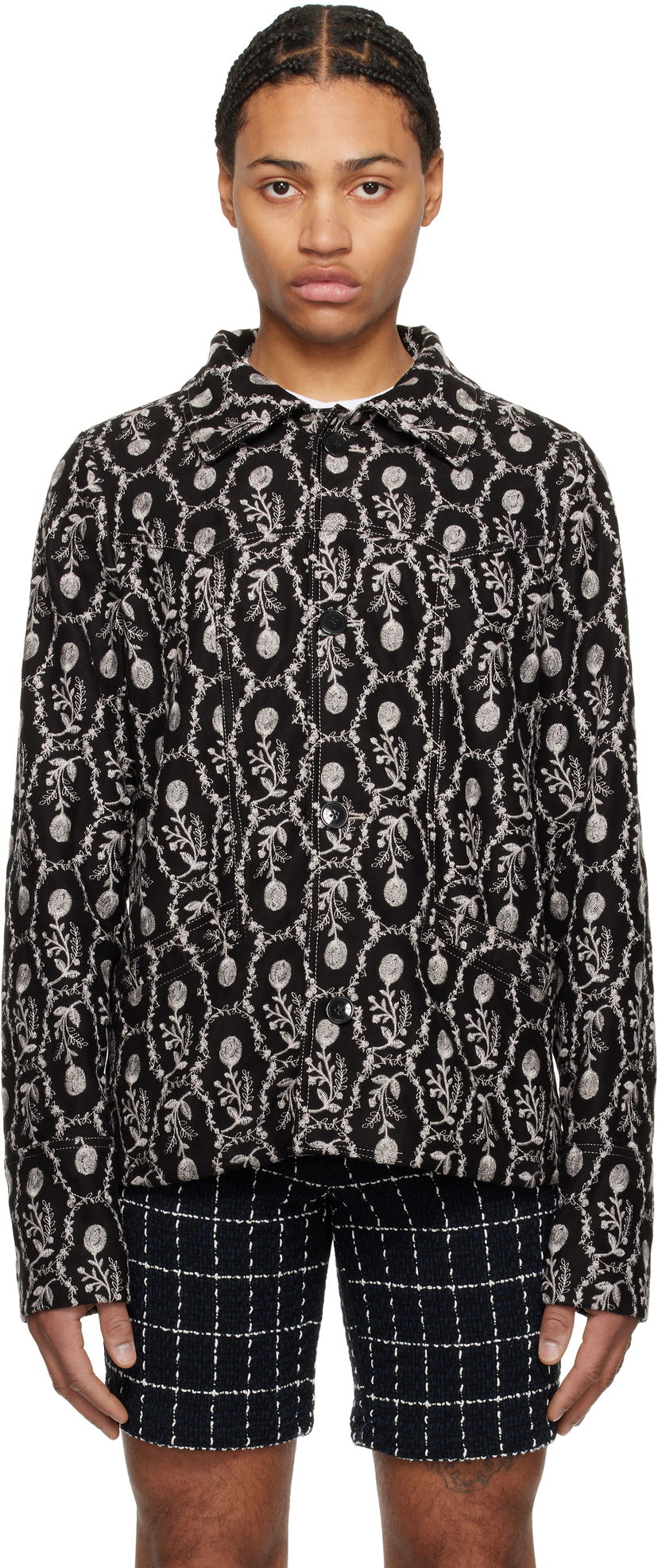 Jakna Anna Sui Anna Sui Sleeping Beauty Embroidered Faux-Suede Jacket Črna | M1125A31