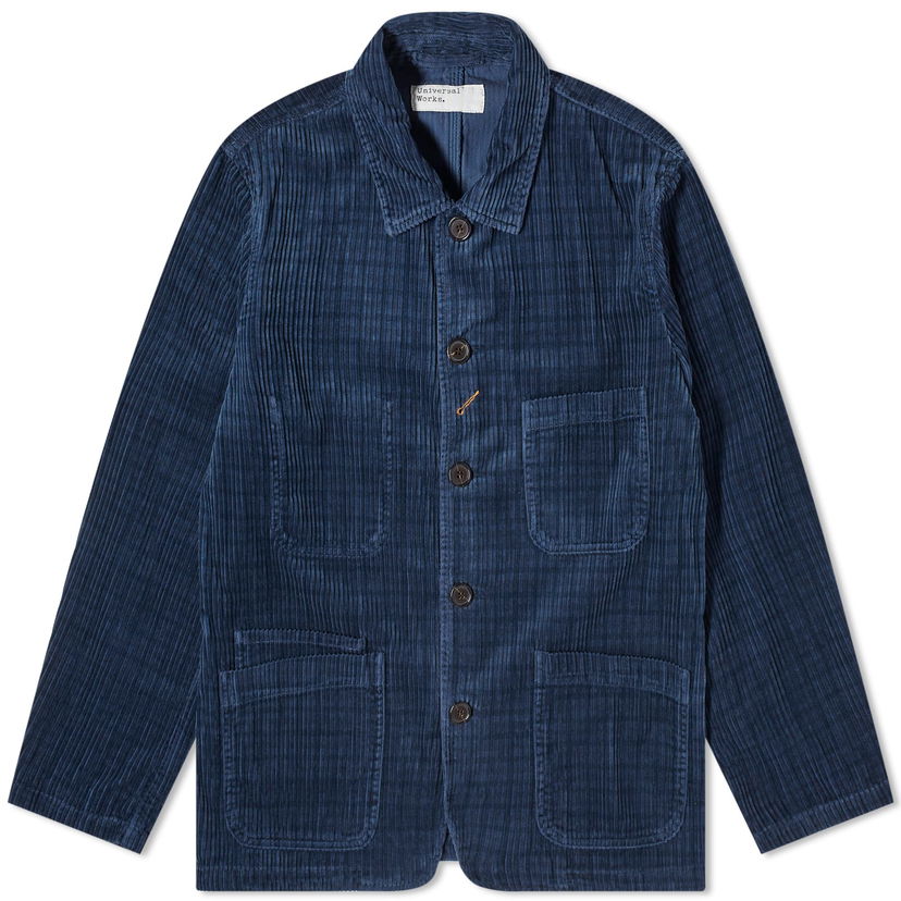 Jakna Universal Works Houndstooth Cord Bakers Chore Jacket, Size Small Modra | P2917-NVY