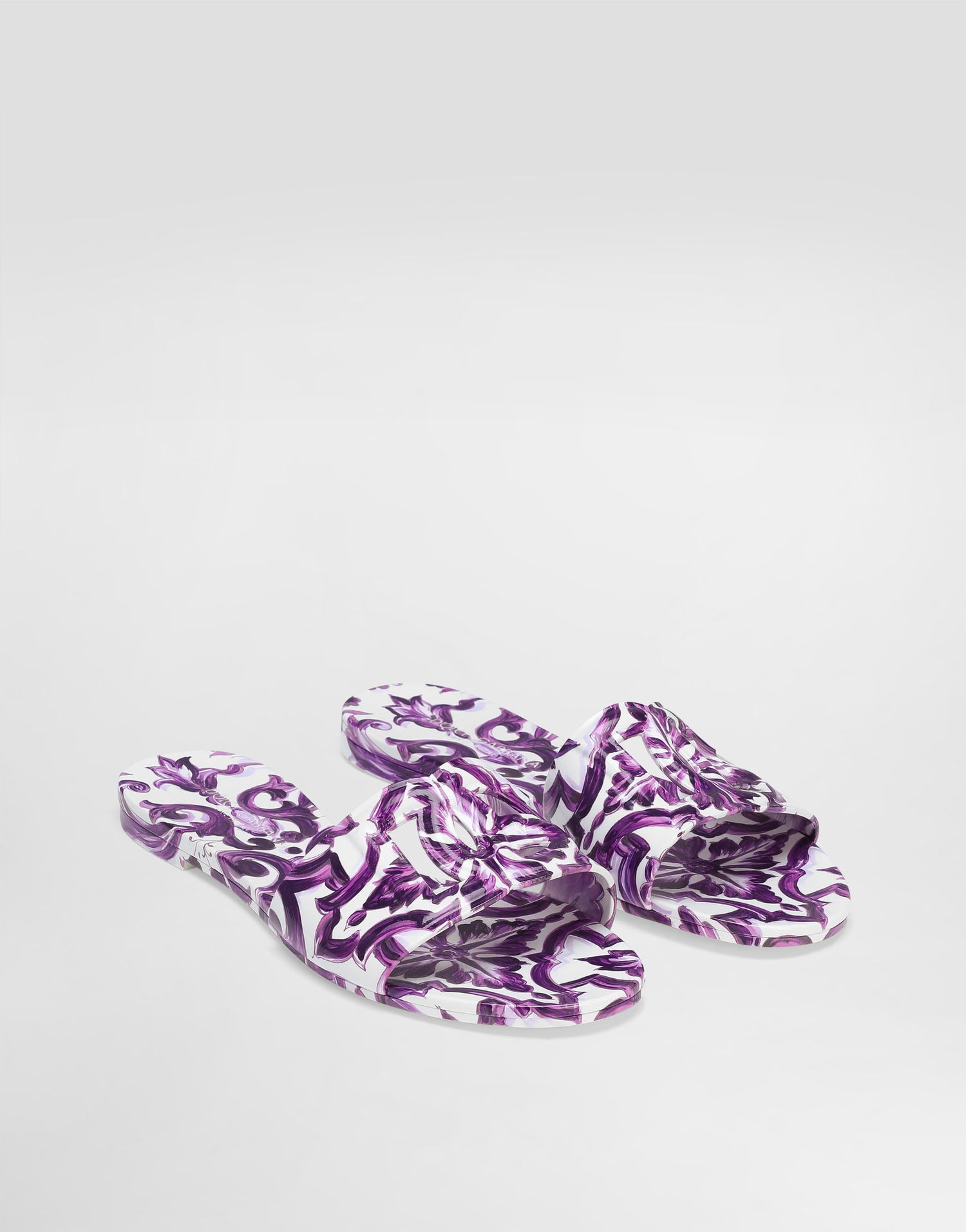 Modni dodatki Dolce & Gabbana Dolce & Gabbana Majolica-Print Rubber Slides Lila | CW2215AE854I03TN, 1