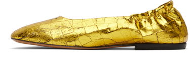 Obleke Dries Van Noten Dries Van Noten Metallic Ballerina Flats Rumena | WS251-1376-208, 2
