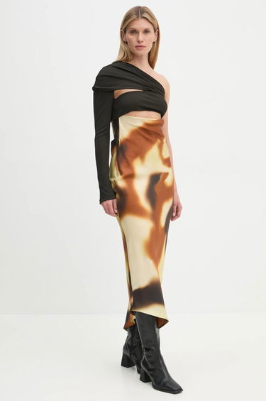 Obleke Nanushka One-shoulder Maxi Dress with Abstract Print Večbarvna | NW24FWDR41050, 2