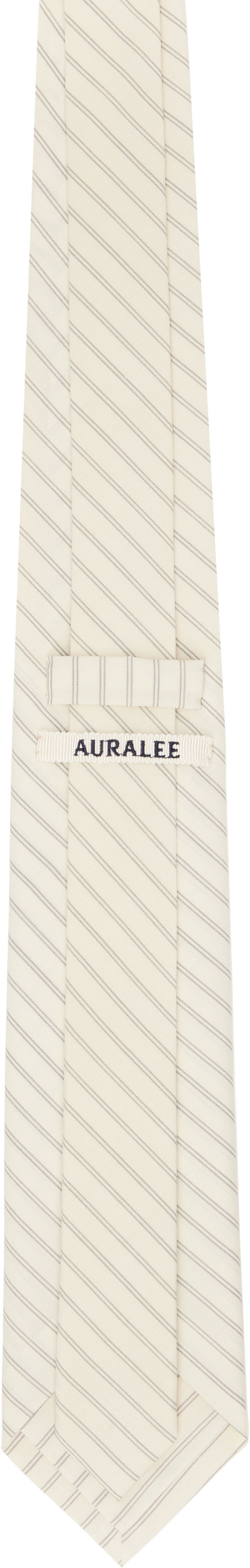 Pasovi AURALEE AURALEE Super Fine Wool Stripe Tie Bež | A25ST03WW-W, 1