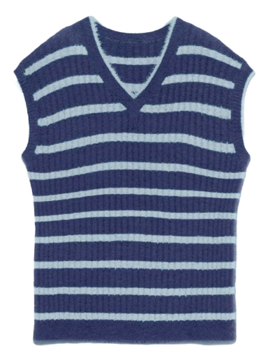 Telovnik Jacquemus Le Gilet Neve Fluffy Striped Pullover Multi Mornarica | 225KN069-2370 030