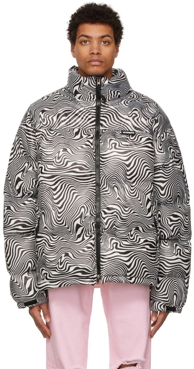 Puhovka VETEMENTS Vetements Zebra Print Down Puffer Jacket Črna | UE52JA360Z
