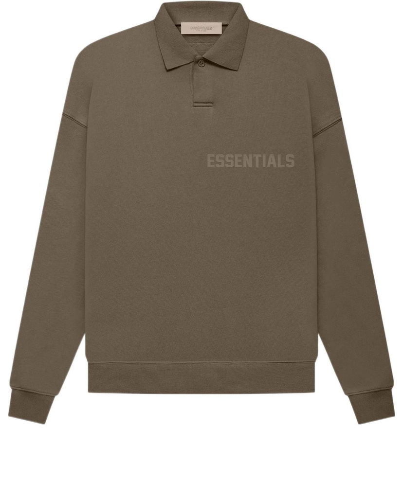 Pleteni pulover Fear of God Essentials Long Sleeve Polo Shirt Rjava | FOG-FW22-673