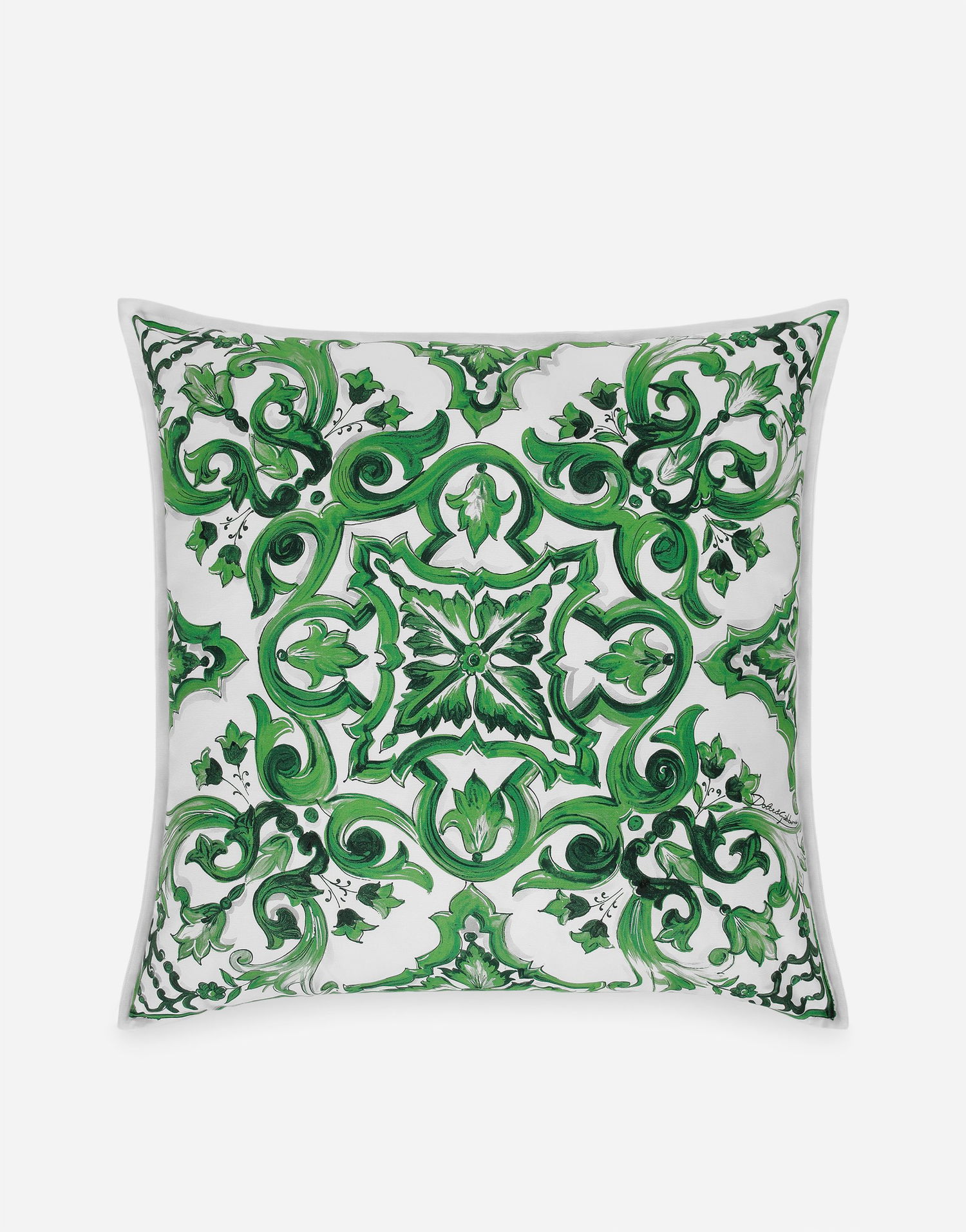Home decor Dolce & Gabbana Dolce & Gabbana Canvas Cushion Medium with Mediterranean Tile Print Zelena | TCE002TCAA2UV010, 0