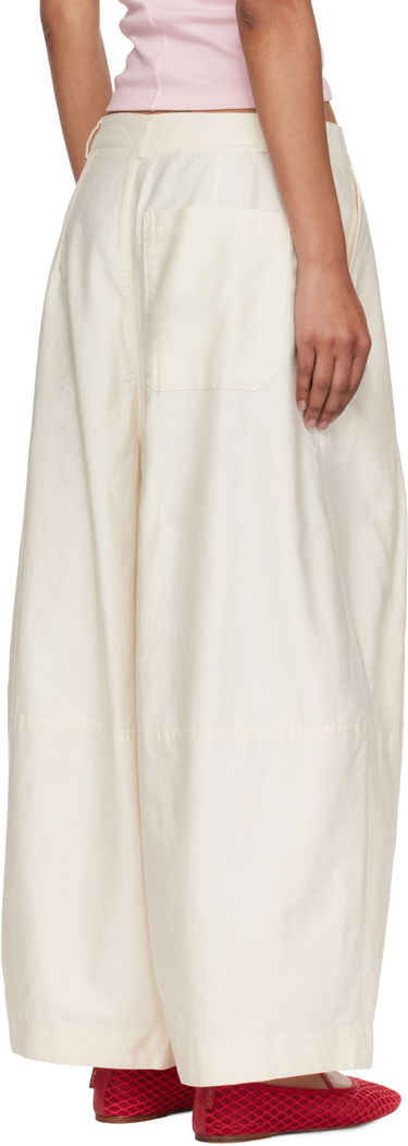 Hlače YMC YMC Deadbeat Wide-Leg Trousers Bela | Q4YMF, 2