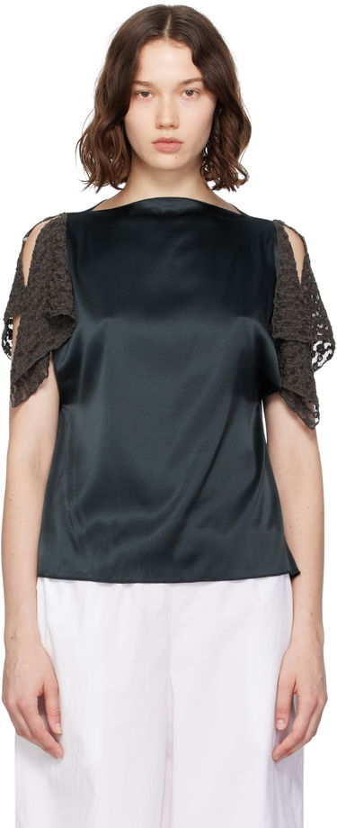 Majica brez rokavov Baserange Baserange Olin Silk Blouse with Lace Sleeves Zelena | TOOL-SS-SU25, 0