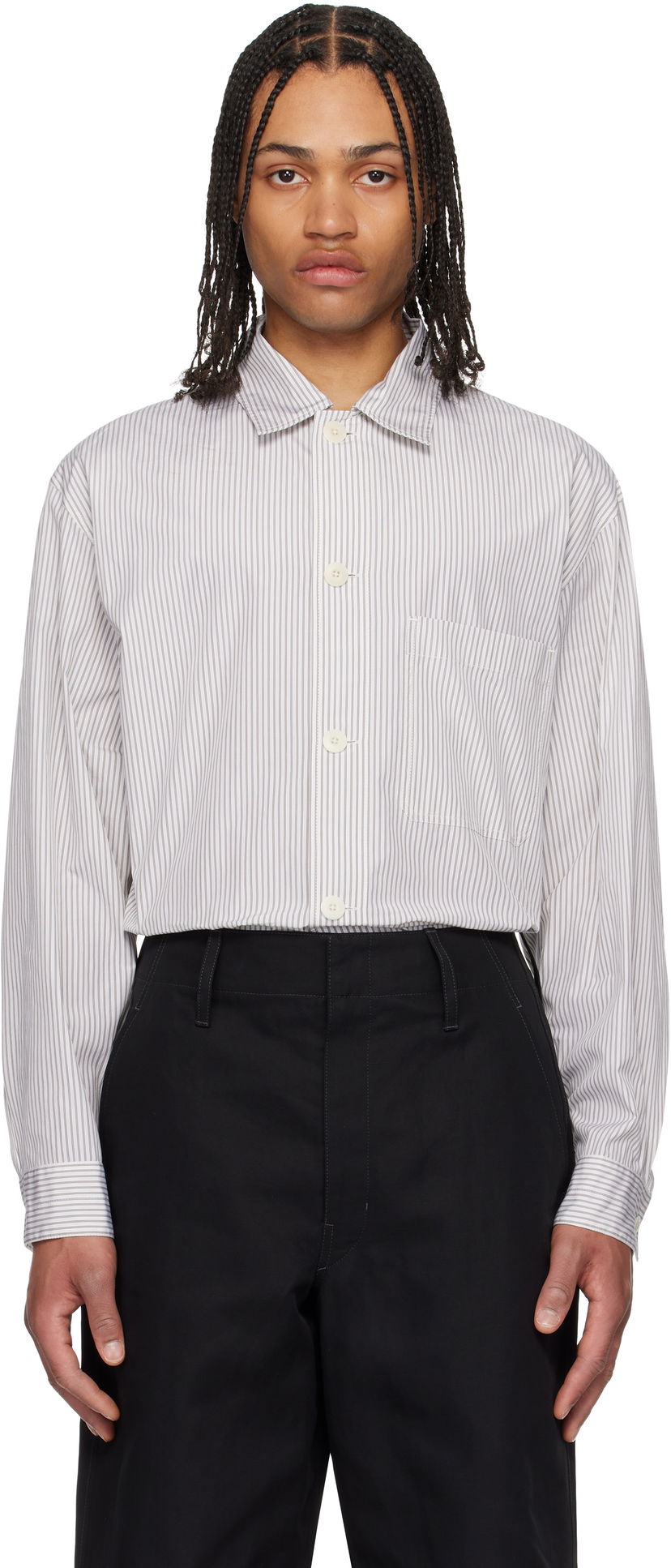 Srajce LEMAIRE Lemaire Striped Pyjama Shirt Bela | SH1177 LF1409