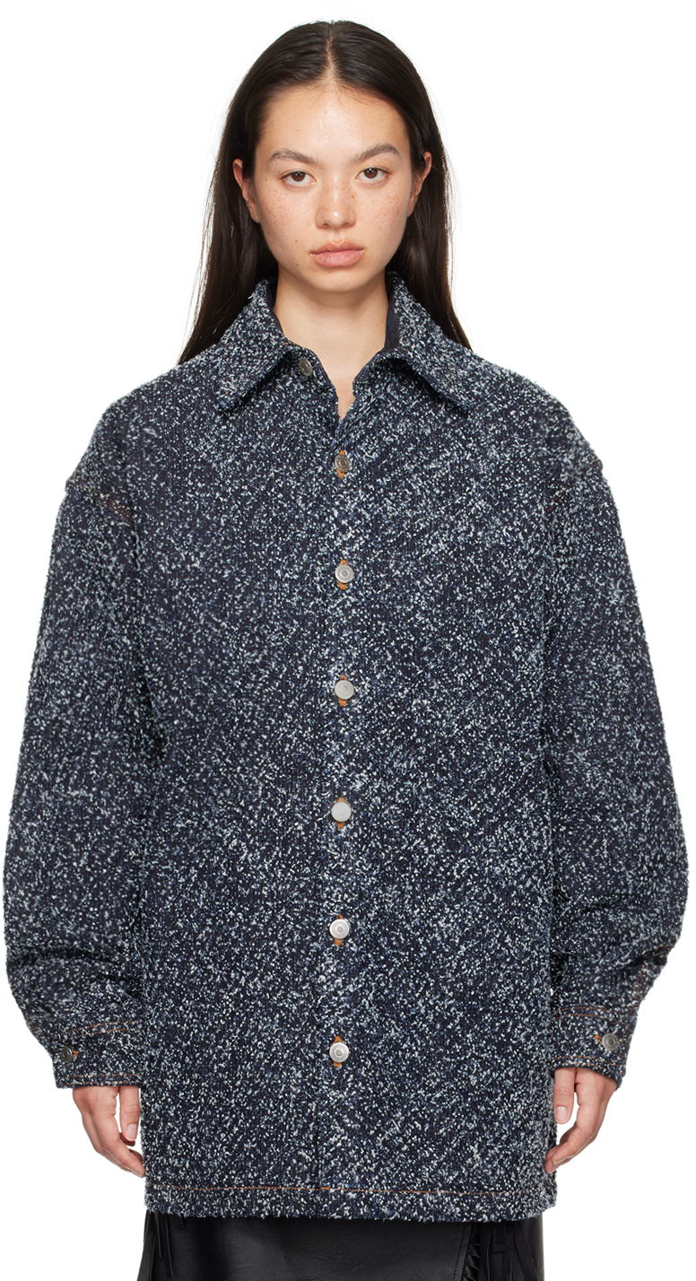 Srajce Stella McCartney Oversized Bouclé Jacket Modra | 6D03283SPH99