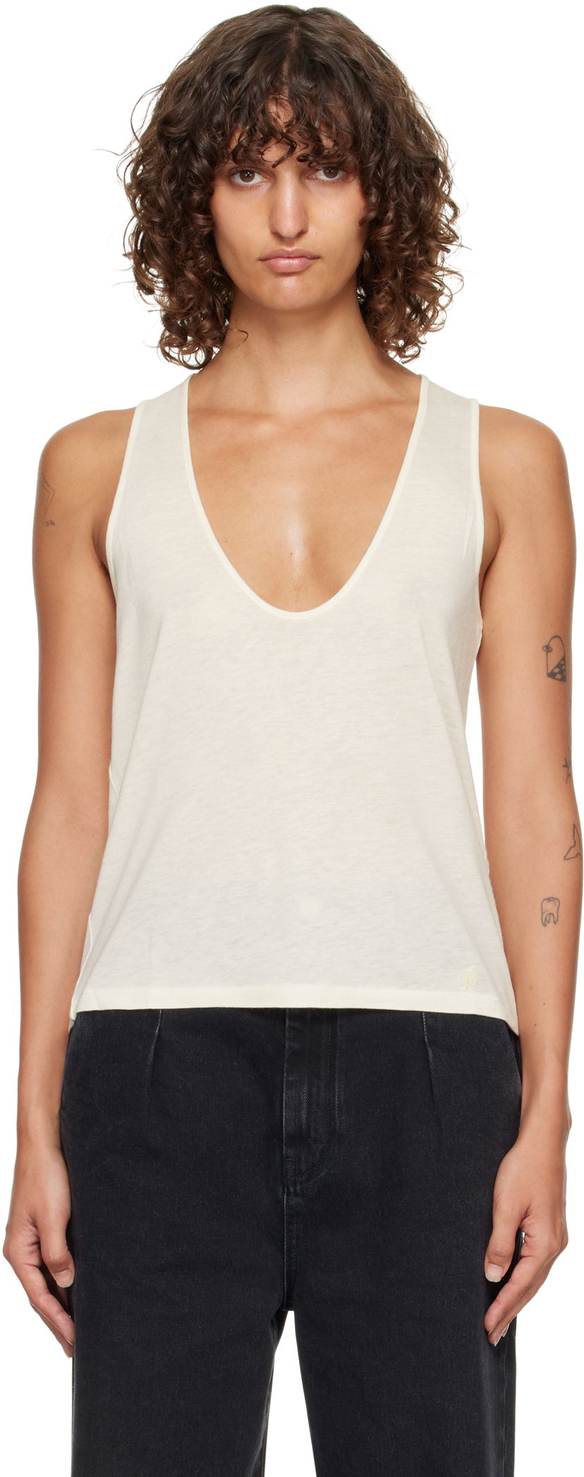 Majica brez rokavov Loulou de Saison Loulou de Saison Albia LDS Jersey Tank Top Bela | ALBIA LDS