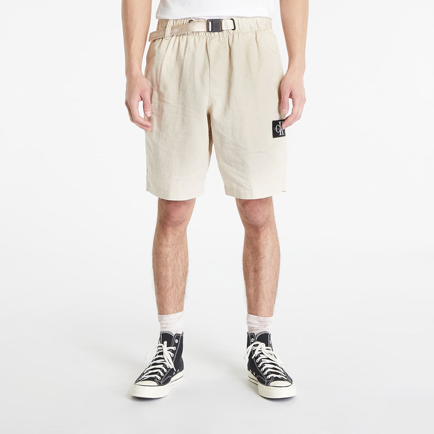 Kratke hlače CALVIN KLEIN Jean Linen Belted Shorts Bež | J30J323149 ACI, 0