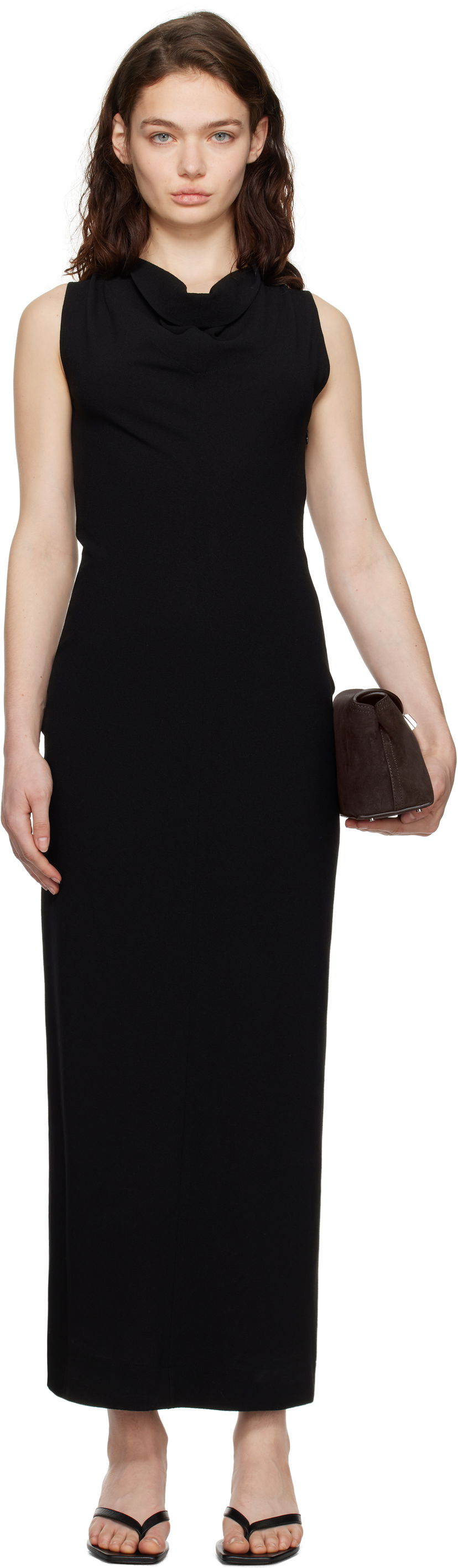 Obleke TOTEME TOTEME Cowl-Neck Maxi Dress Črna | 251-WRD4445-FB0330