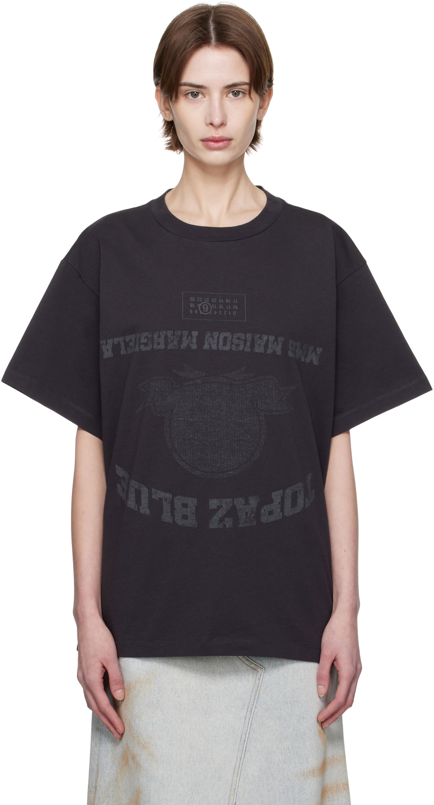 Majica Maison Margiela MM6 Maison Margiela Topaz Blue Graphic T-Shirt Črna | SH0GC0041 S24311, 0