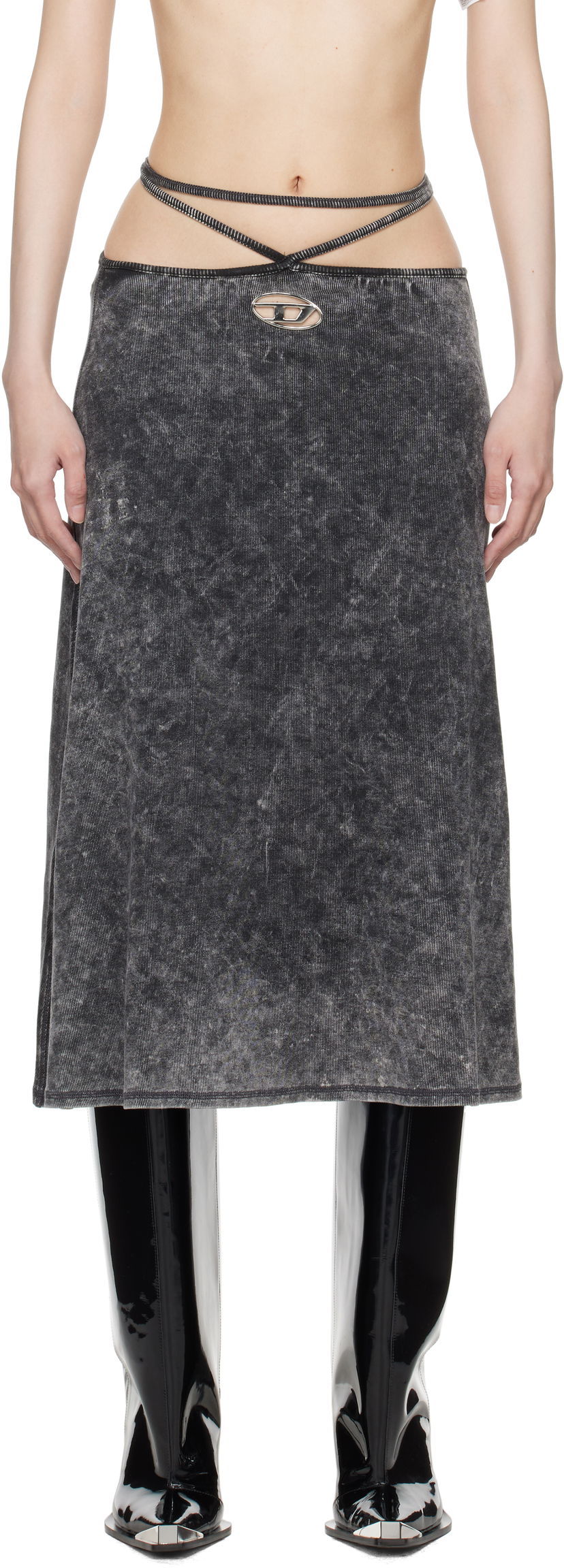 Krila Diesel O-Rossi Midi Skirt Črna | A14422 0KHAS O-ROSSI JUPE