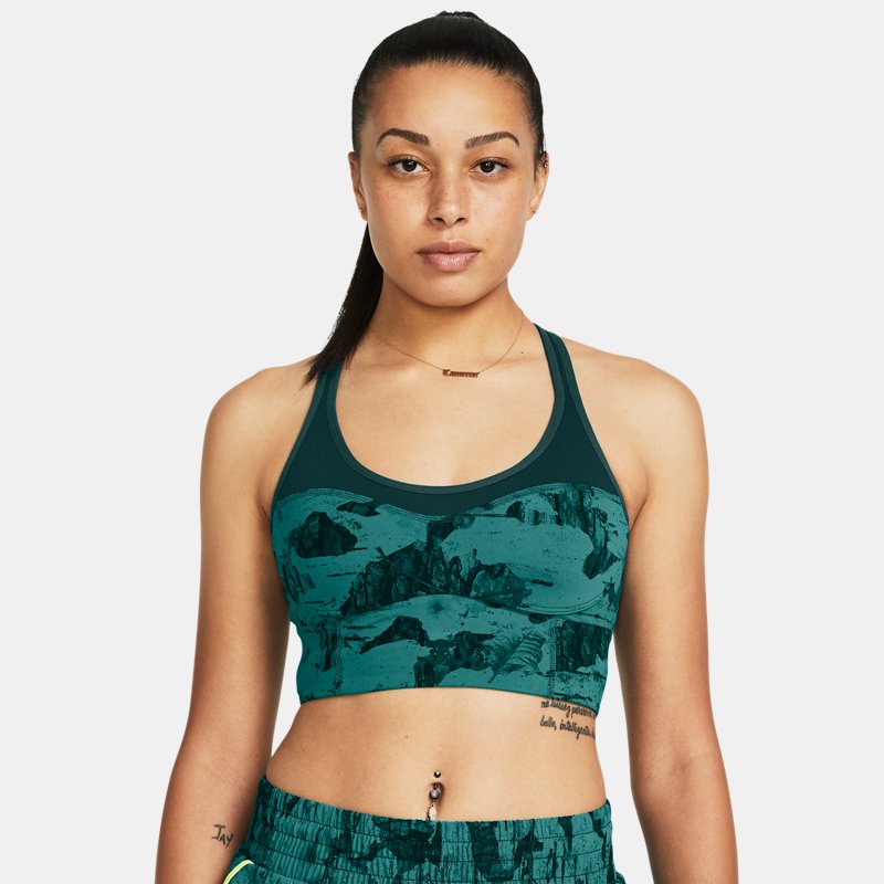 Modrček Under Armour Project Rock Infinity Let's Go LL BH mit Print für Damen Coastal Teal / Schwarz Zelena | 1384161-722