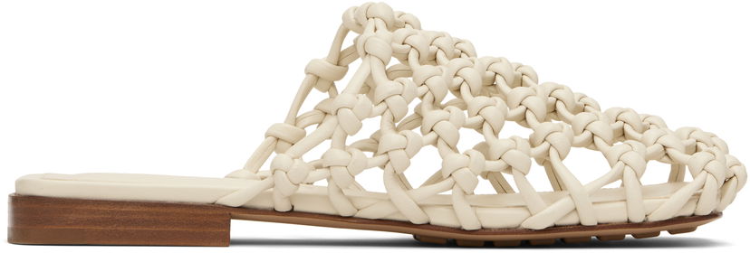 Superge in čevlji Bottega Veneta Bottega Veneta Supple Lambskin Flat Sandals Bela | 827669 V3H60