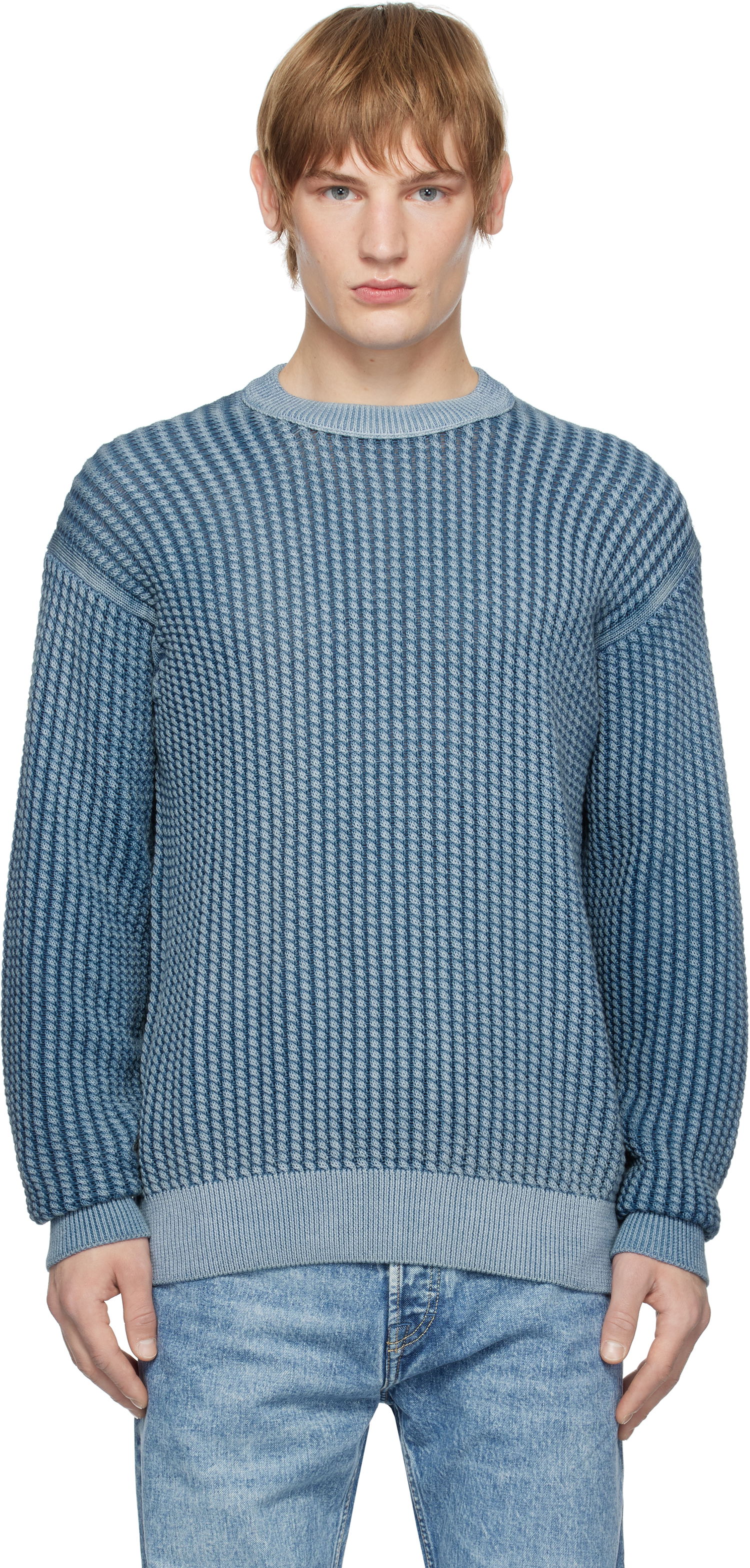 Pleteni pulover BOSS Cable-Knit Sweater Modra | 50531487, 0