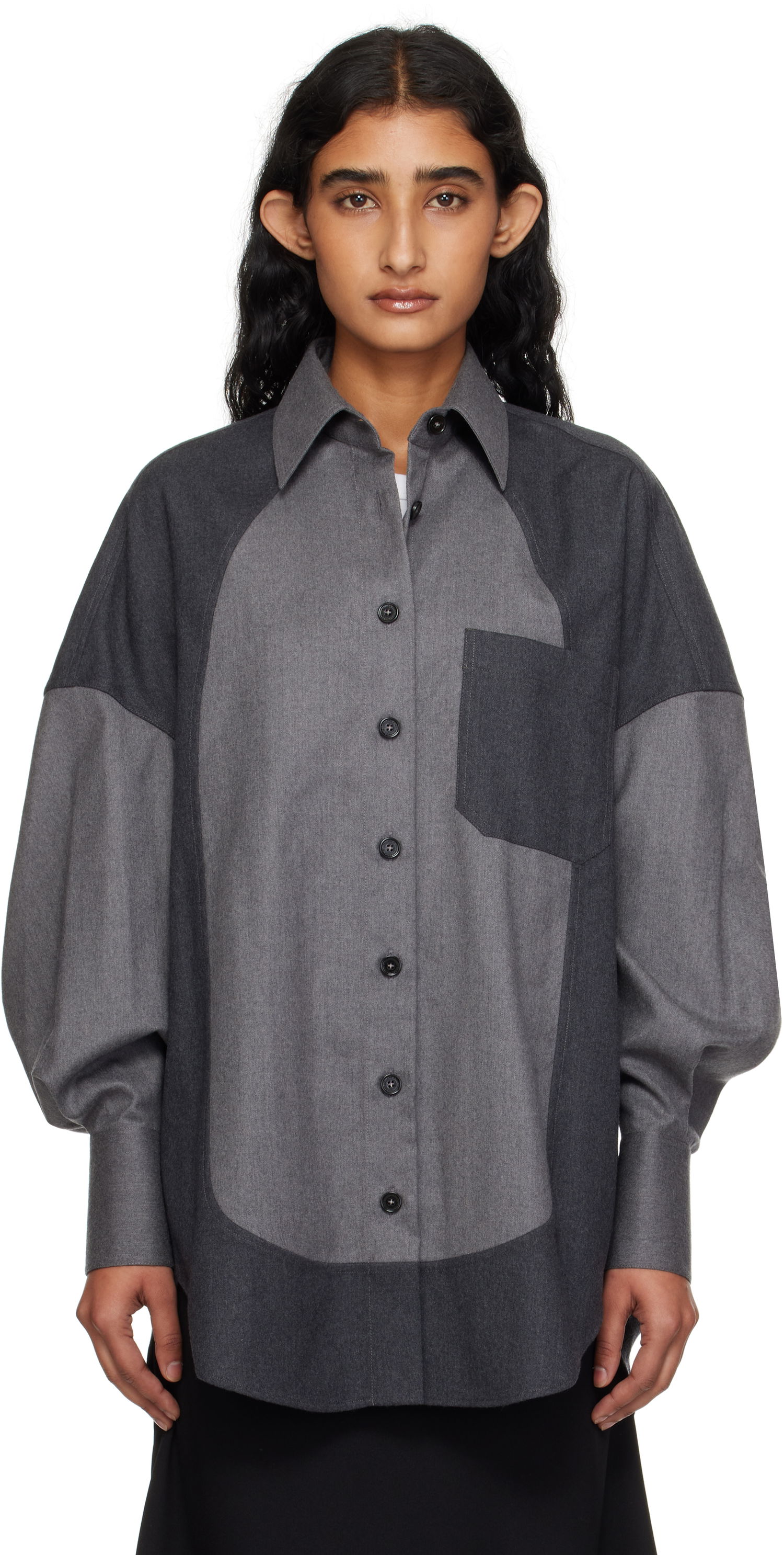 Srajce Stella McCartney Stella McCartney Mixed Flannel Shirt Siva | 6201593CU703, 0