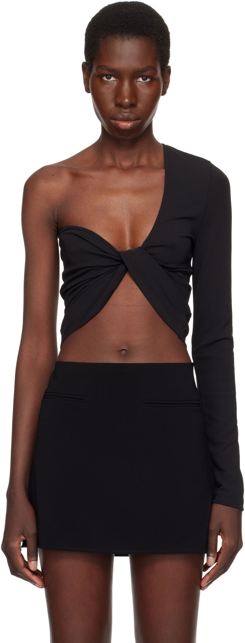 Majica brez rokavov Courrèges Courrèges Twist Asymmetrical Cropped Top Črna | 225JTO412JS0220
