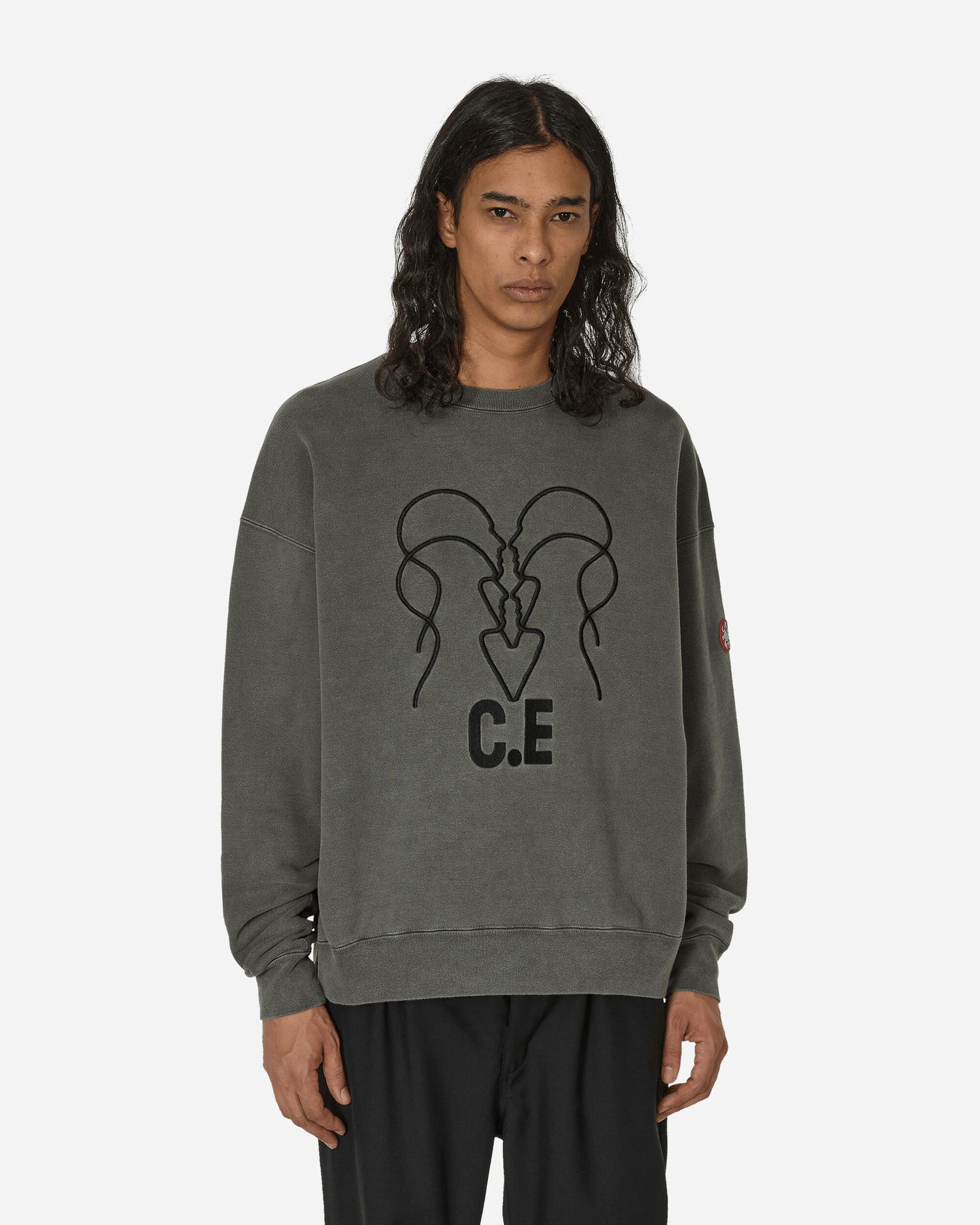 Pulover Cav Empt Overdye Wb Headsx4 C.E Crewneck Sweatshirt Charcoal Siva | CES25CS02 CHCL, 1