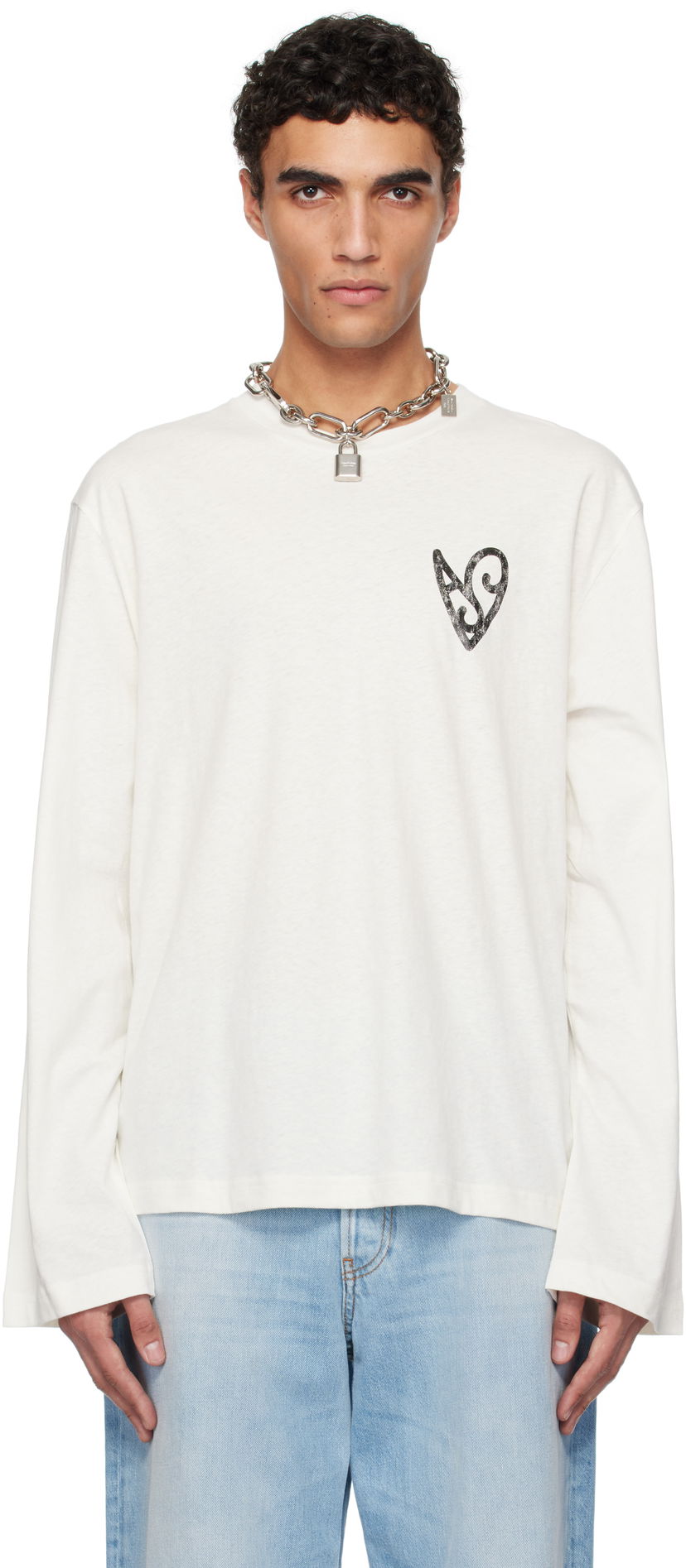 Majica Acne Studios Acne Studios Logo Long Sleeve T-Shirt Bela | CL0338-