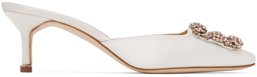 Nakit Manolo Blahnik Manolo Blahnik Hangisimu Crystal Buckle Kitten Heel Mules Bela | 9XX-0728