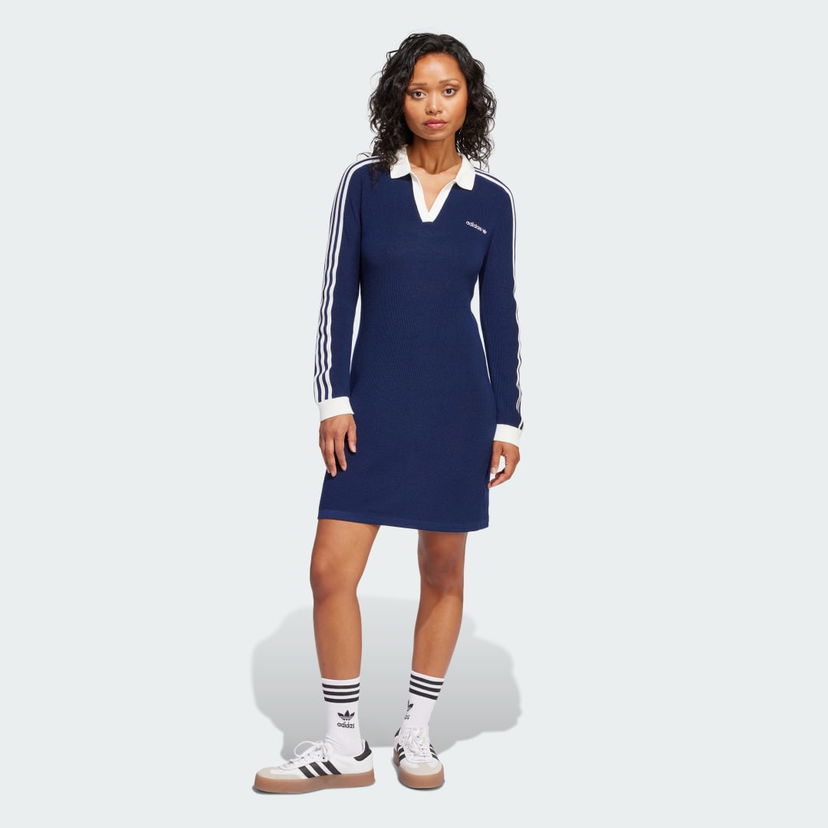 Obleke adidas Performance Knitted Polo Dress Modra | JC7690