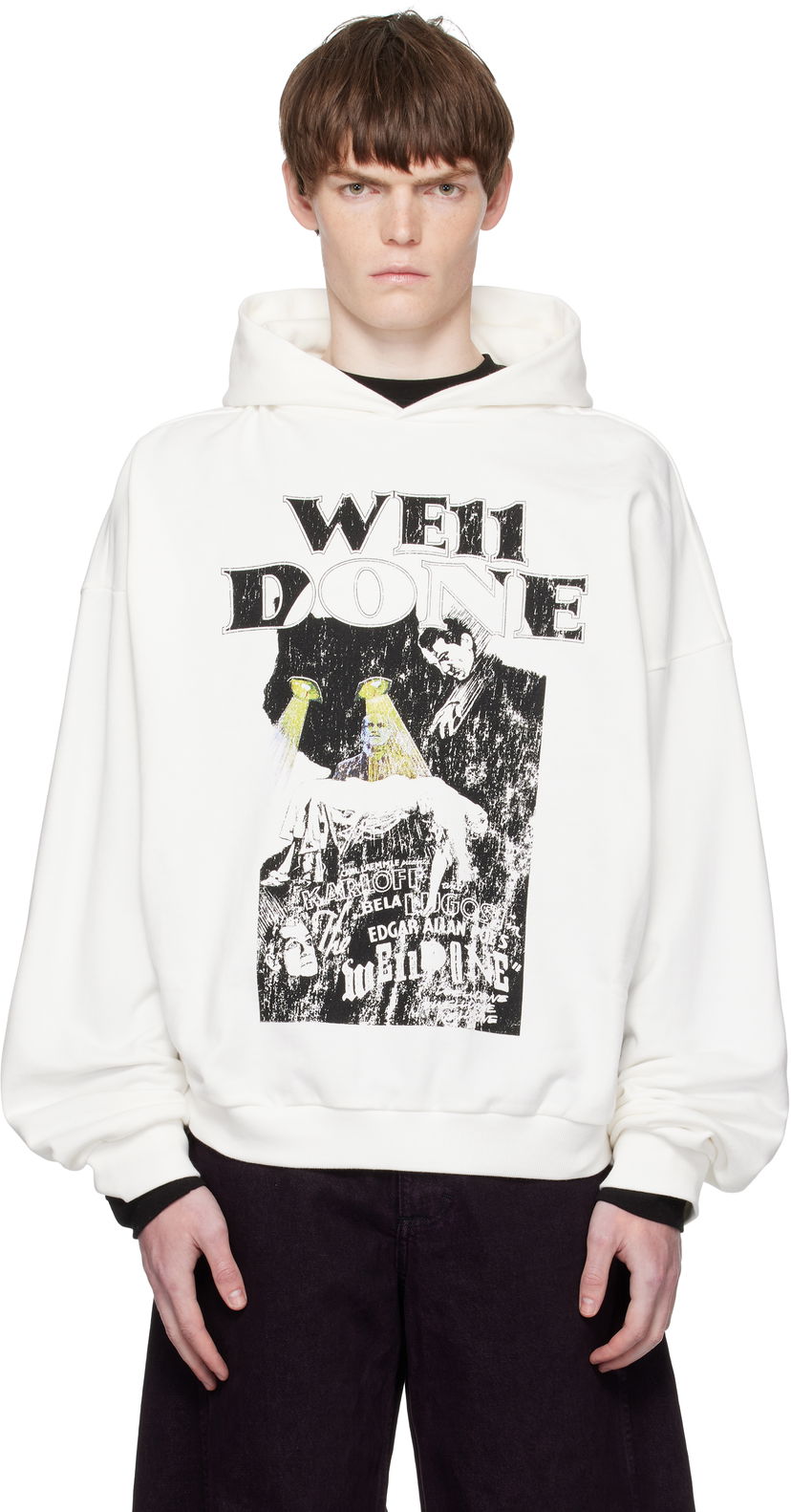 Pulover We11done We11done Cat Poster Graphic Hoodie Bela | WD-TH2-25-837-U-WH