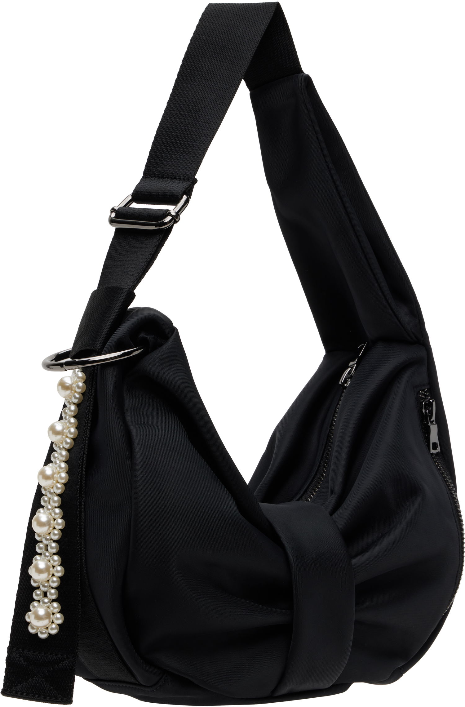 Torba za čez ramo Simone Rocha Simone Rocha Mini Pearl-Embellished Sling Bow Bag Črna | BAG198B 0761, 1