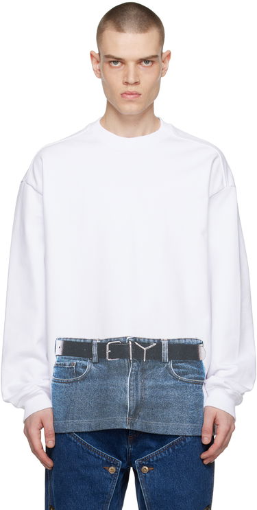 Pleteni pulover Y/PROJECT Jean Paul Gaultier Edition Printed Sweatshirt Bela | YPJPGSWEAT3-S24, 0