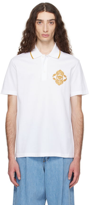 Polo majica Versace Versace Embroidered Architectural Baroque Polo Bela | 1013906_1A14973, 0