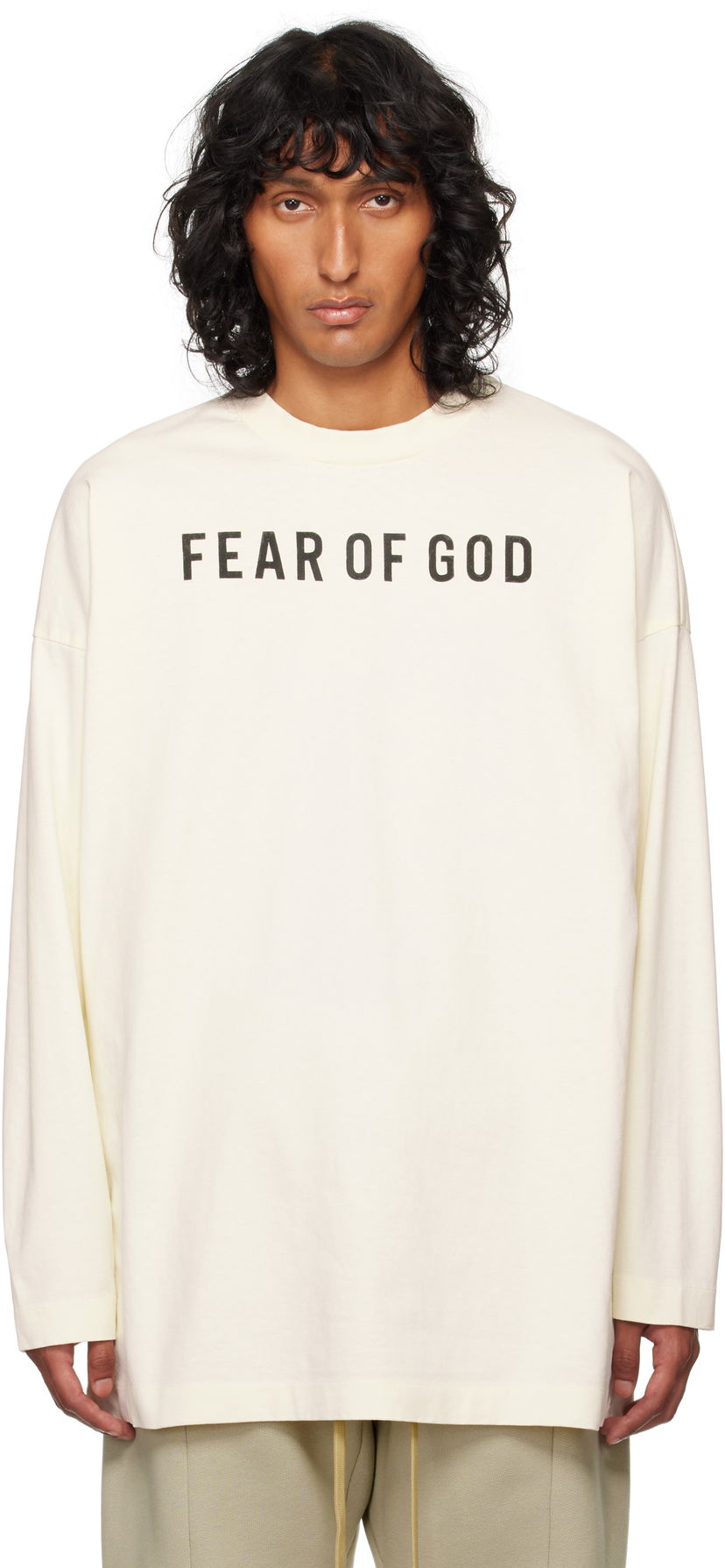 Majica Fear of God Thunderbird Long Sleeve T-shirt Bela | FG24FW50-10175EBHWJ